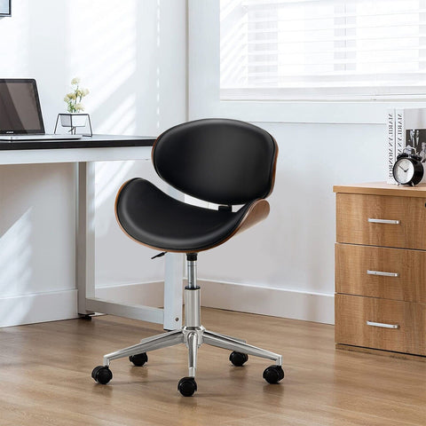 Height Adjustable Office Chair with Ergonomic Backrest and Full Swivel in Black