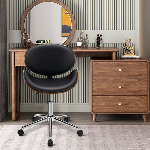 Height Adjustable Office Chair with Ergonomic Backrest and Full Swivel in Black