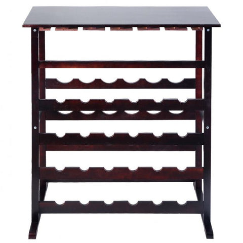 Classic and Spacious Pine 24 Bottle Wood Wine Storage Rack in Brown