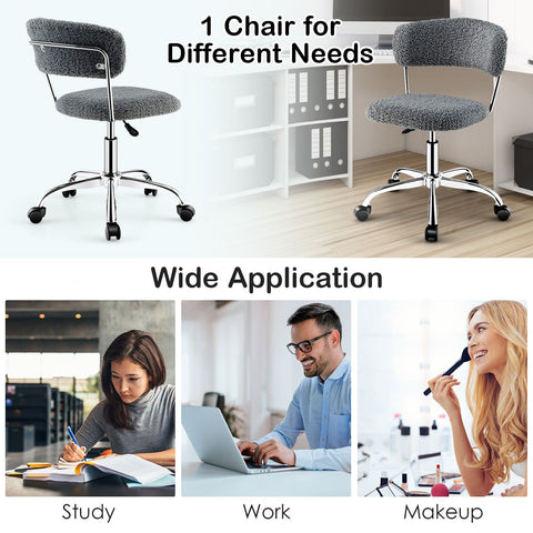 Simple Multi-Function Adjustable Office Chair with Faux Fur and Swivel