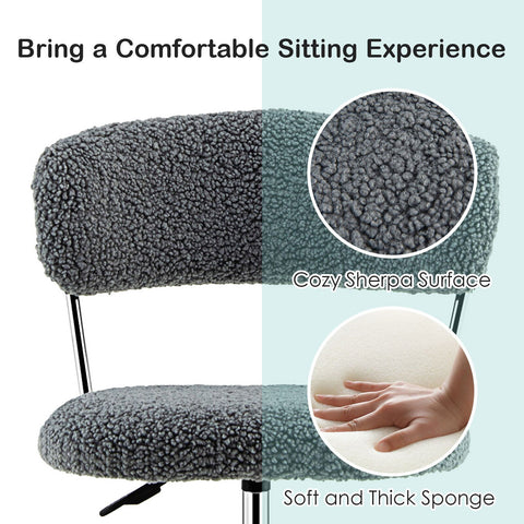 Simple Multi-Function Adjustable Office Chair with Faux Fur and Swivel