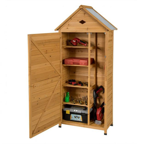 Garden Shed with Sloped Roof and Lockable Double Doors