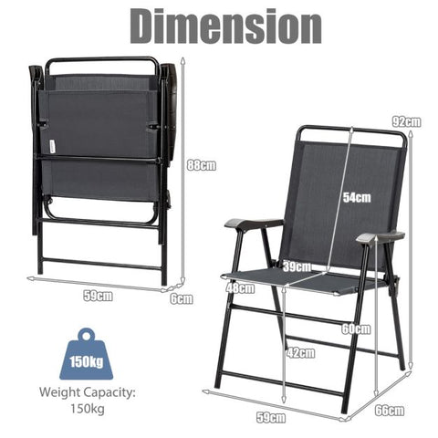 Indoor and Outdoor Folding Chair Set with Sturdy Design and Elegant Design in Grey