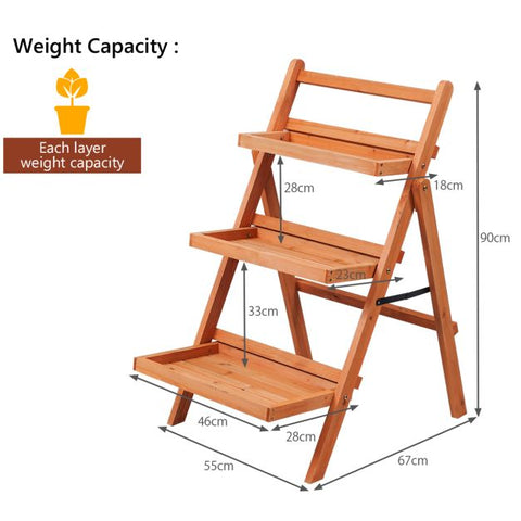 Garden 3 Tier Foldable Bonsai Pot Plant Stand