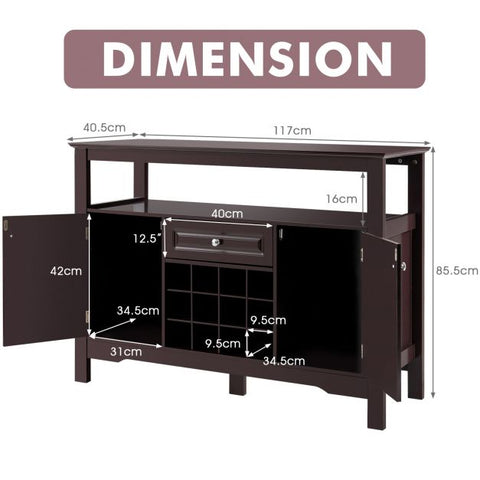 Sleek and Modern Sideboard with Integrated Wine rack and Spacious Design