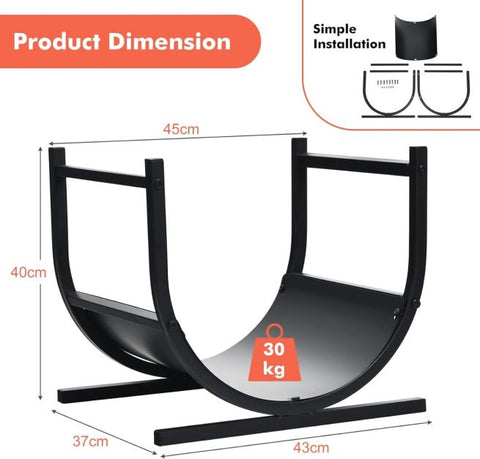 Patio Firewood Rack with U-Shaped Design and Handles